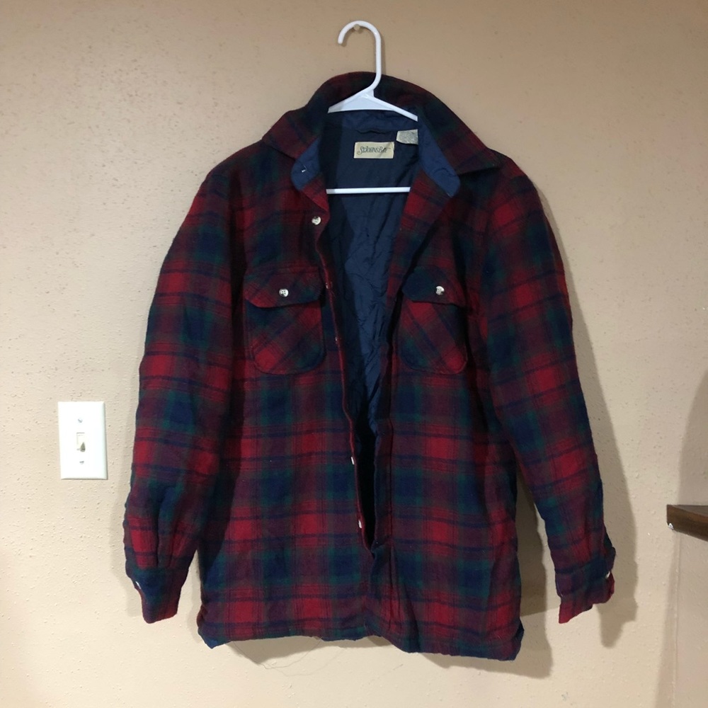 St. John’s Bay plaid wool coat.